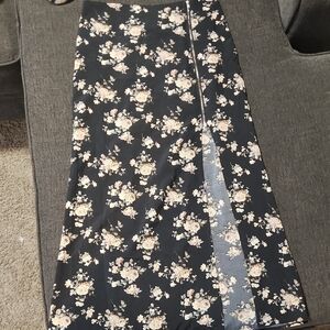 Floral Black Maxi Skirt